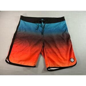Ron Jon Surf Shop Boardshorts Men’s 38 Sunset Ombre Red Orange Blue